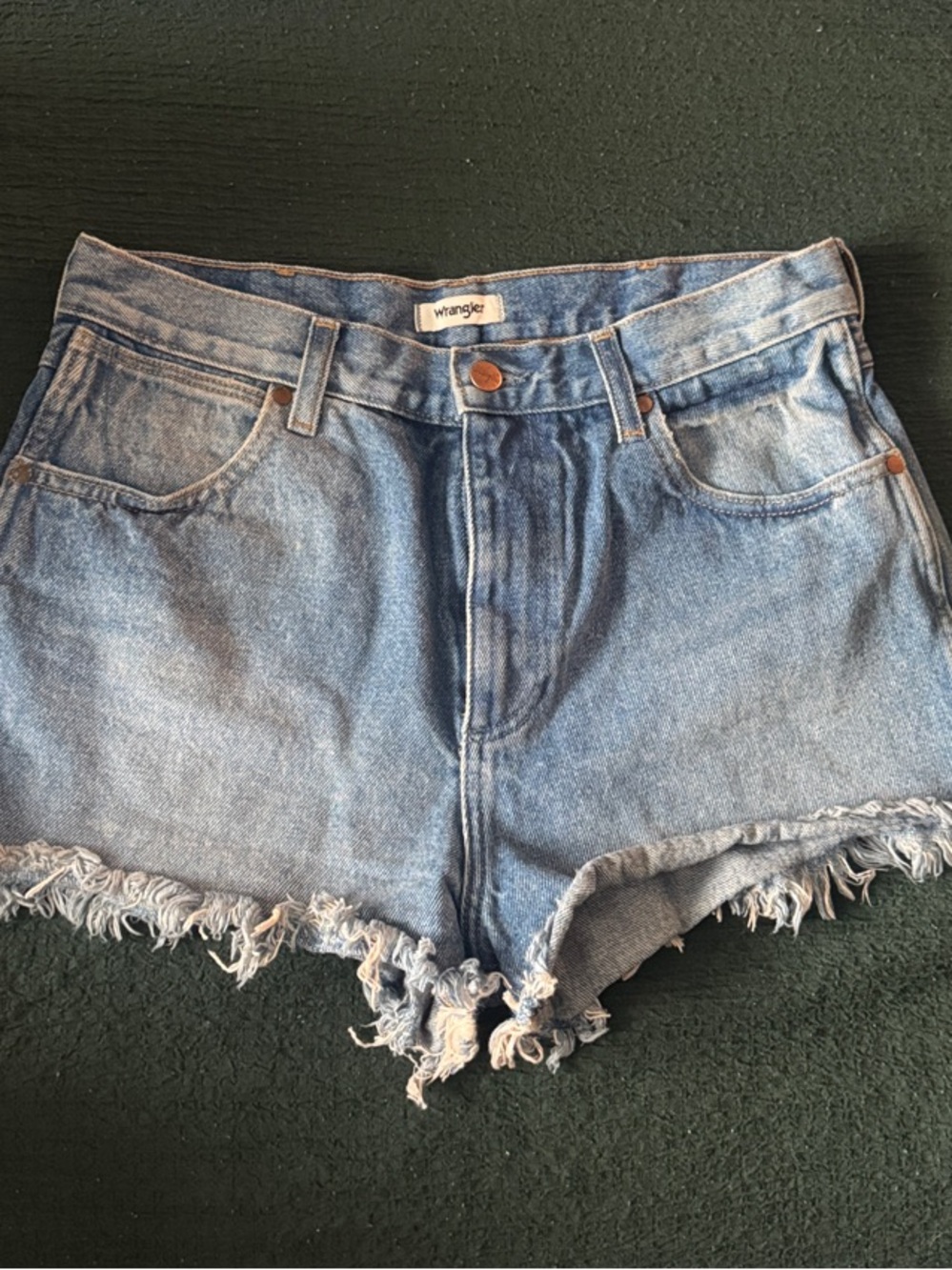 Wrangler Light Blue Frayed Hem Denim Cutoff Shorts